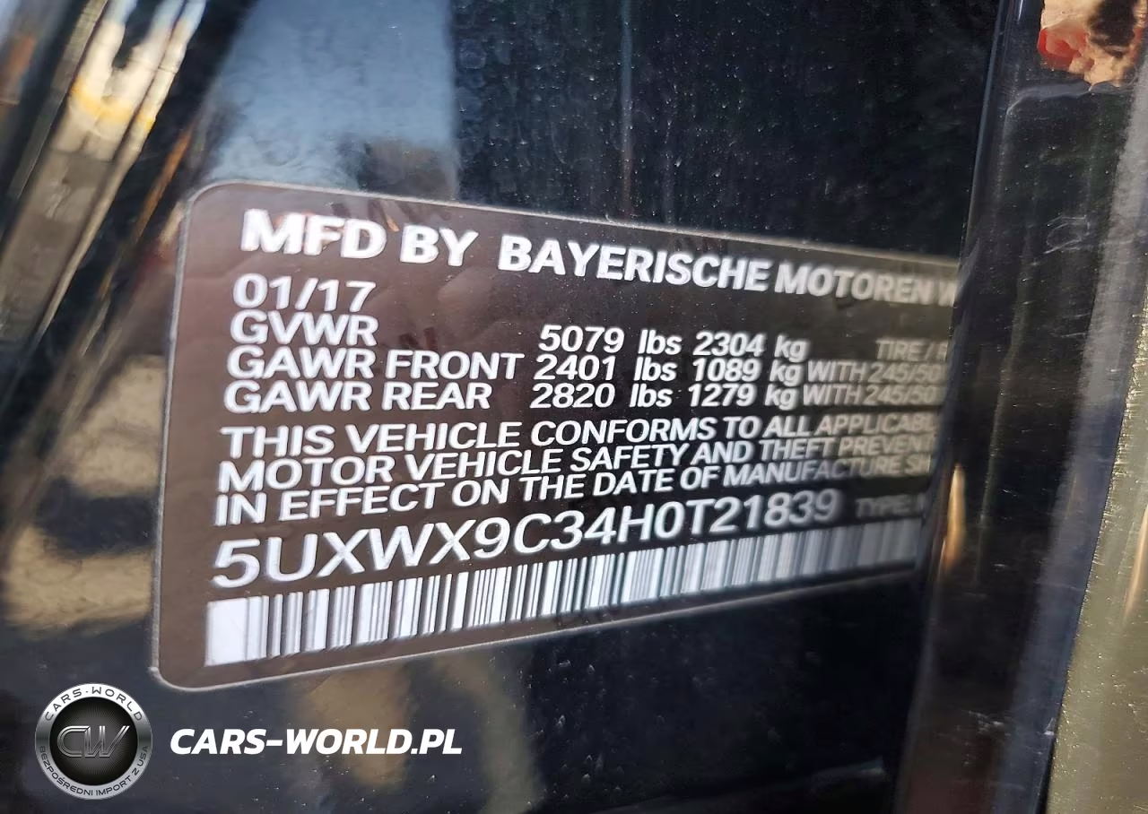 2017 BMW X3 xDrive28I VIN:5UXWX9C34H0T21839 - 12