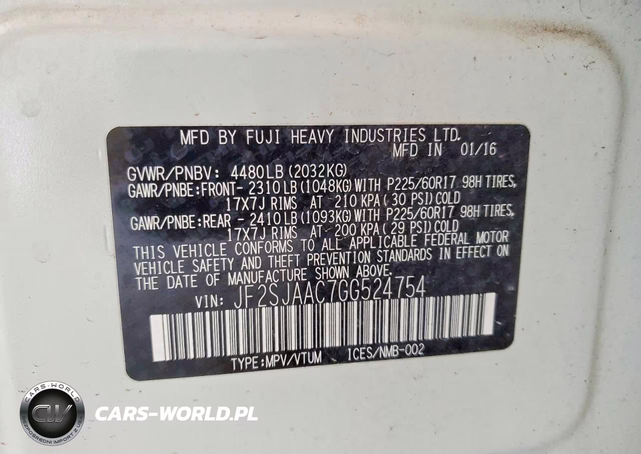 2016 Subaru Forester 2.5I VIN:JF2SJAAC7GG524754 - 13