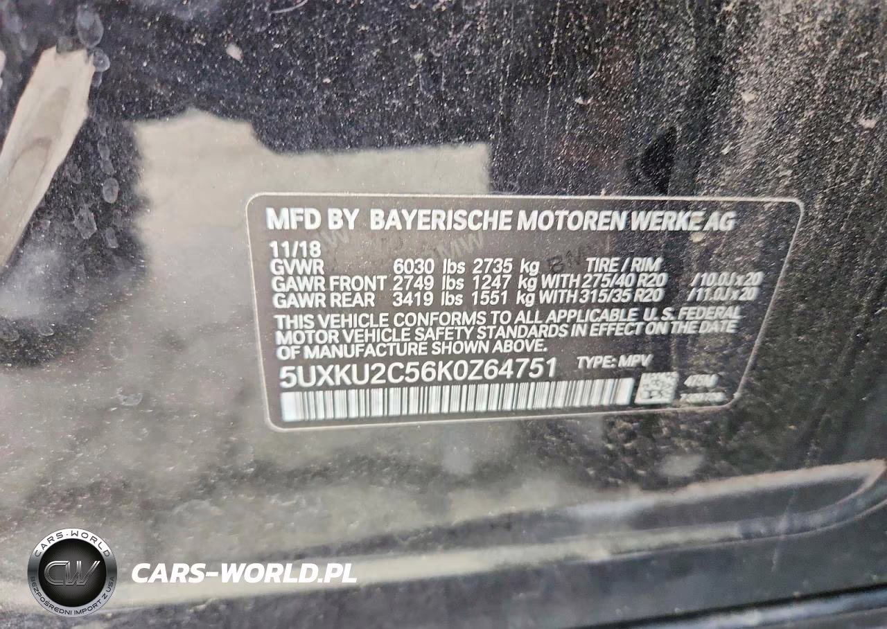 2019 BMW X6 xDrive35I VIN:5UXKU2C56K0Z64751 - 14
