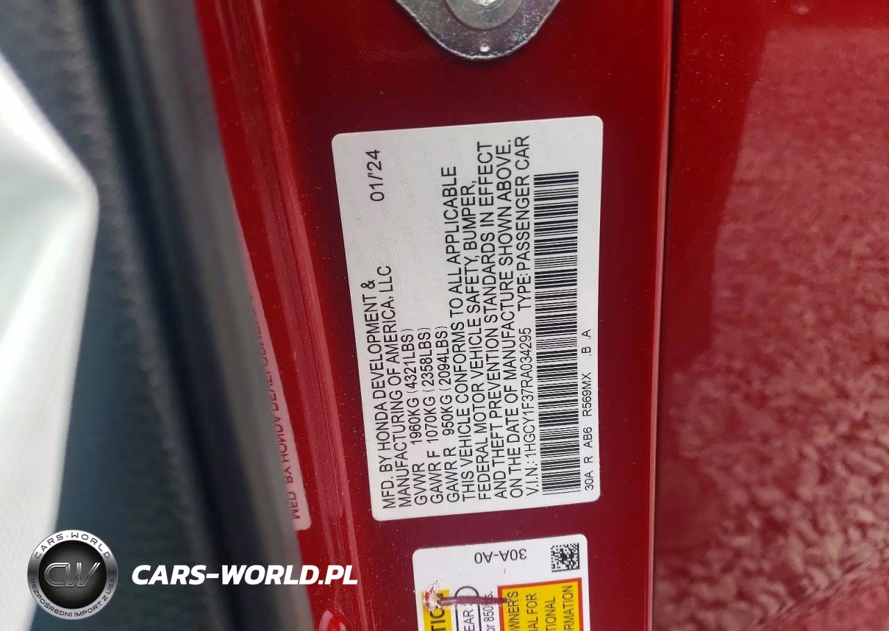 2024 Honda Accord VIN:1HGCY1F37RA034295 - 13