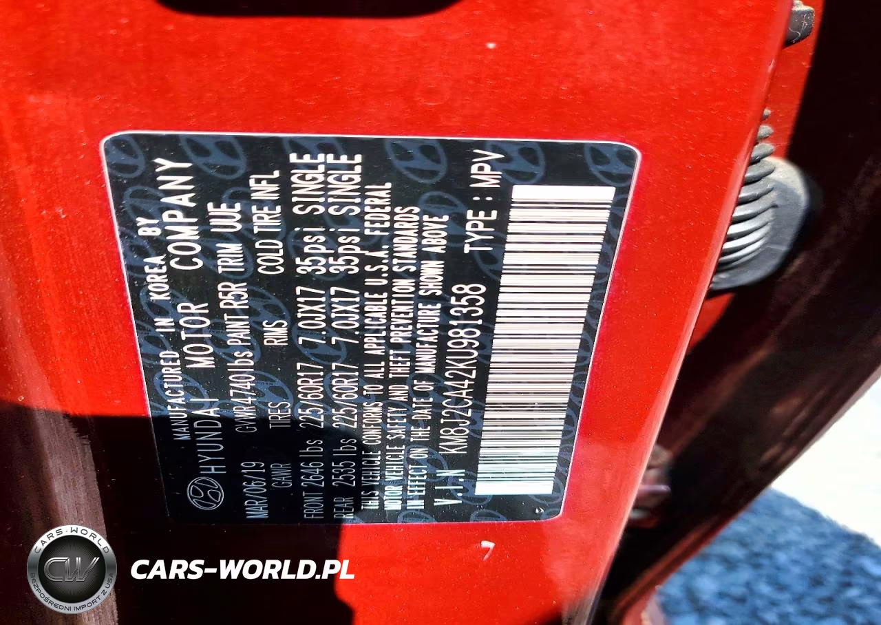 2019 Hyundai Tucson Se VIN:KM8J2CA42KU981358 - 13