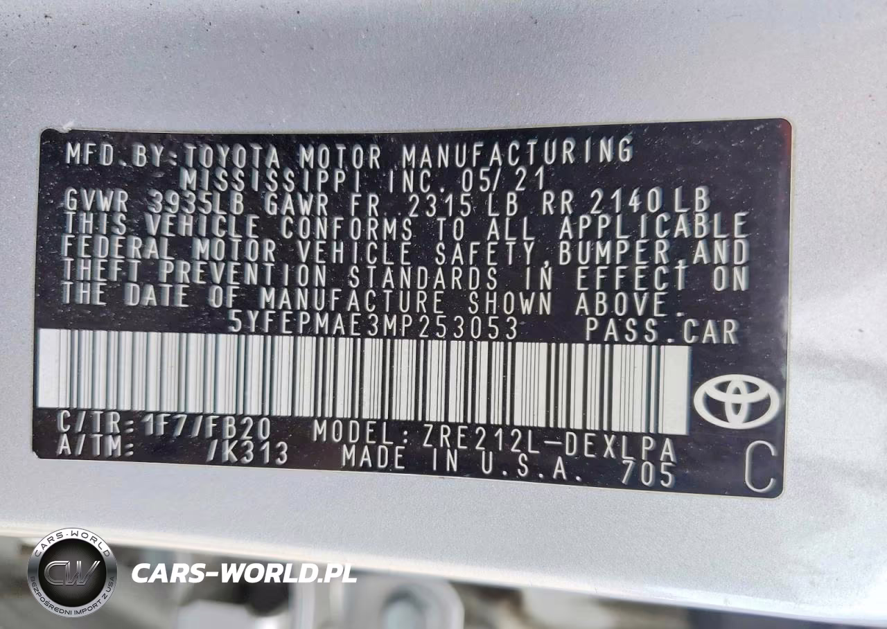 2021 Toyota Corolla Le VIN:5YFEPMAE3MP253053 - 13