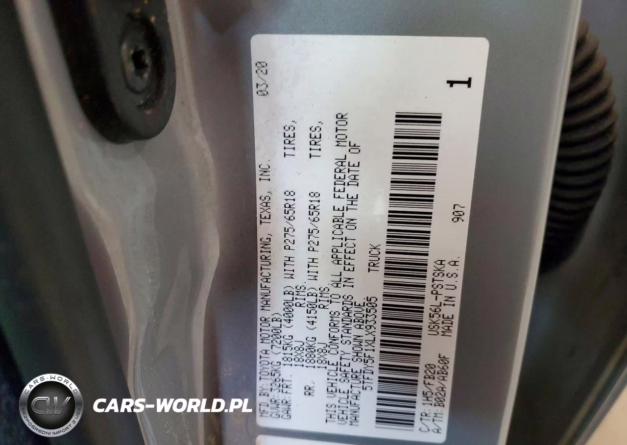 2020 Toyota Tundra Sr5 VIN:5TFDY5F1XLX933505 - 12