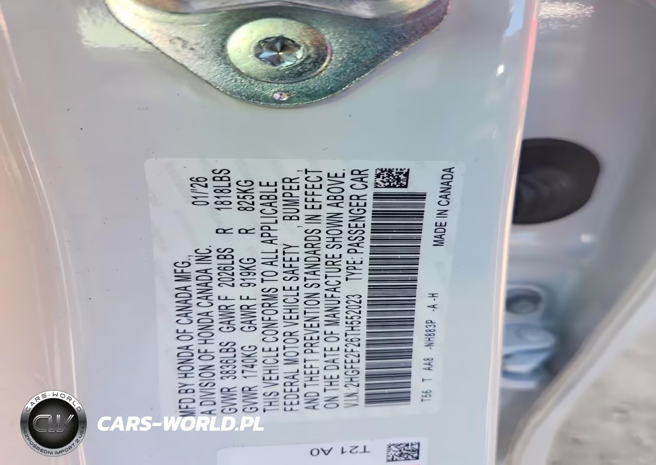 2026 Honda Civic Lx VIN:2HGFE2F26TH552023 - 12