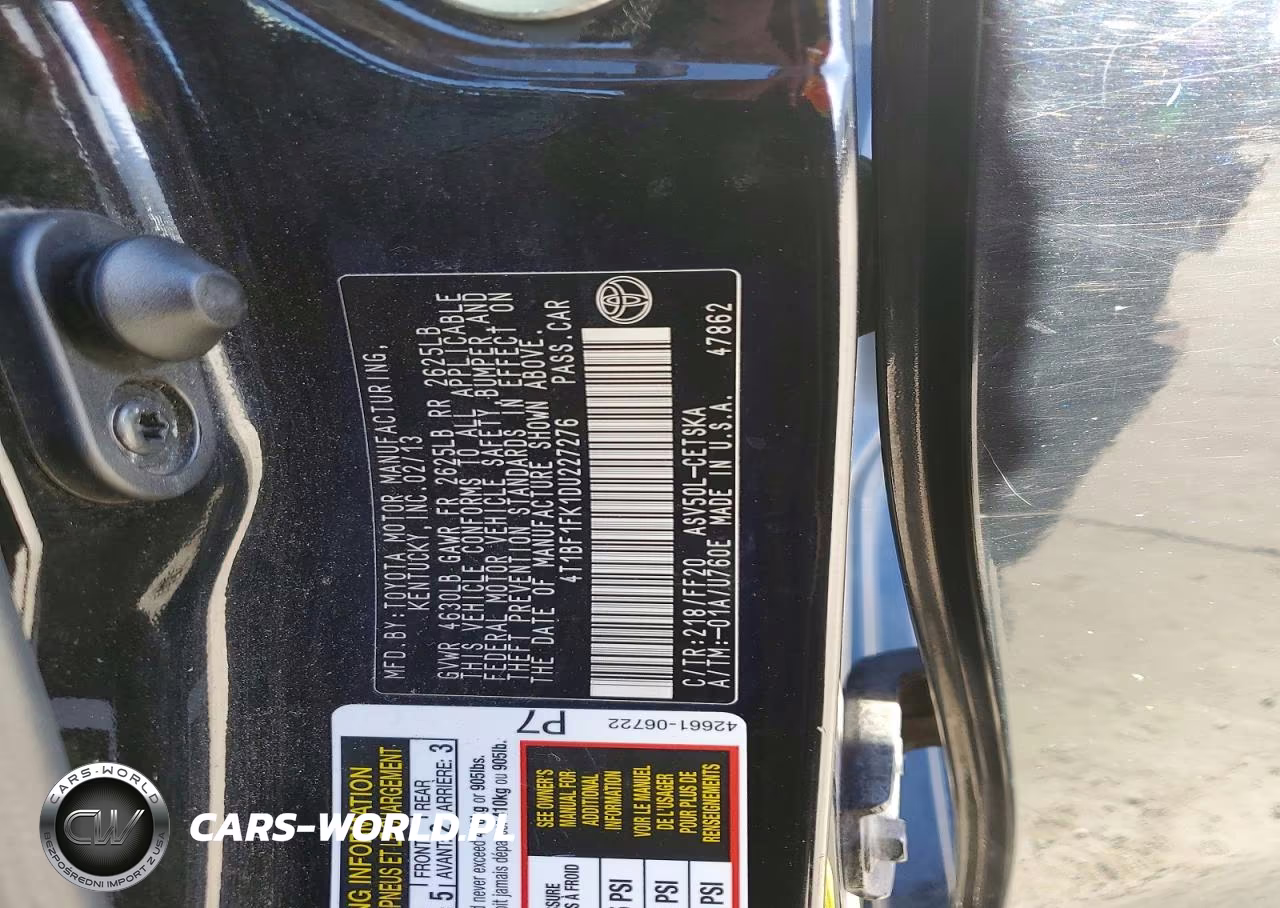 2013 Toyota Camry Se VIN:4T1BF1FK1DU227276 - 12