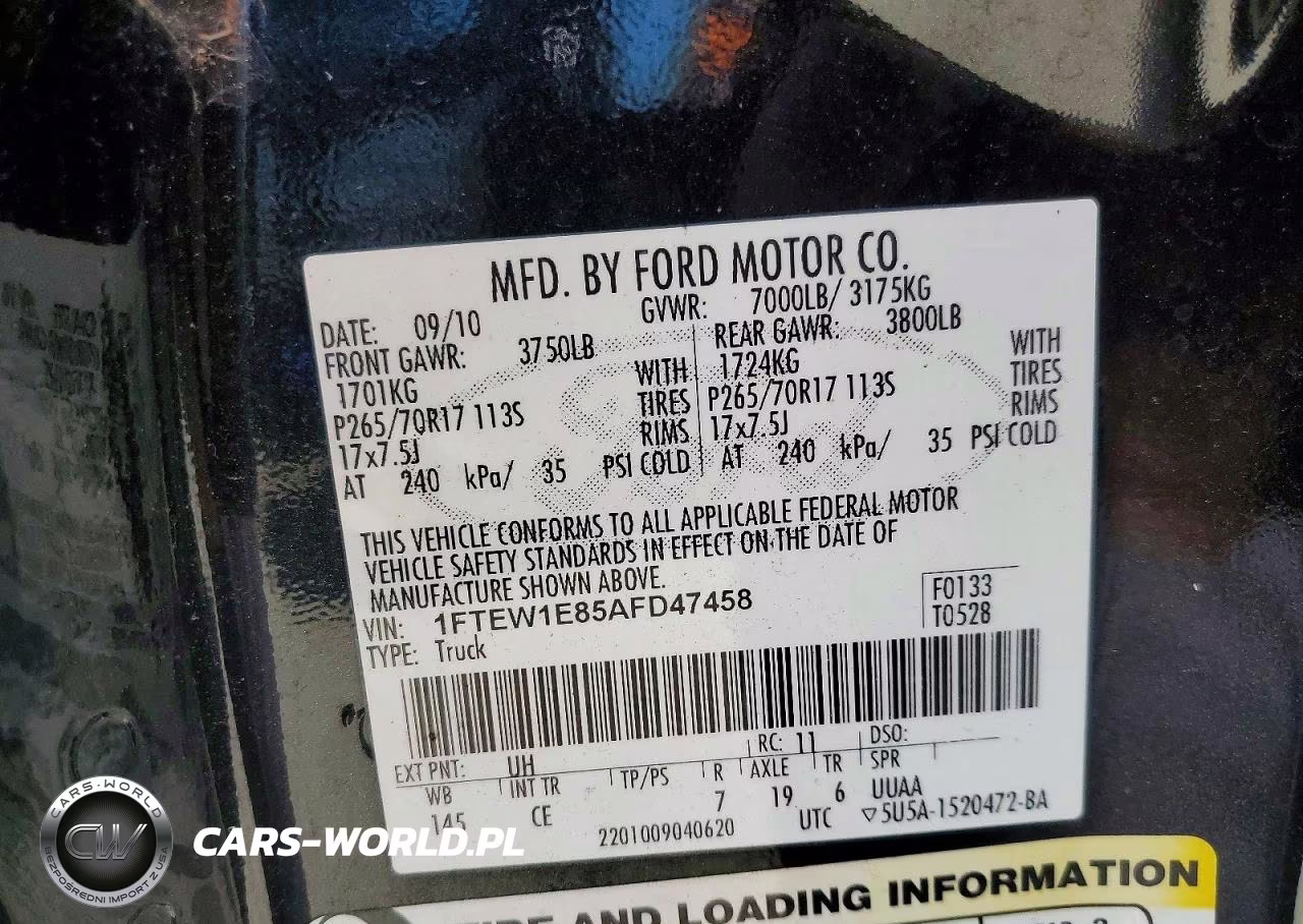 2010 Ford F150 Supercrew VIN:1FTEW1E85AFD47458 - 12