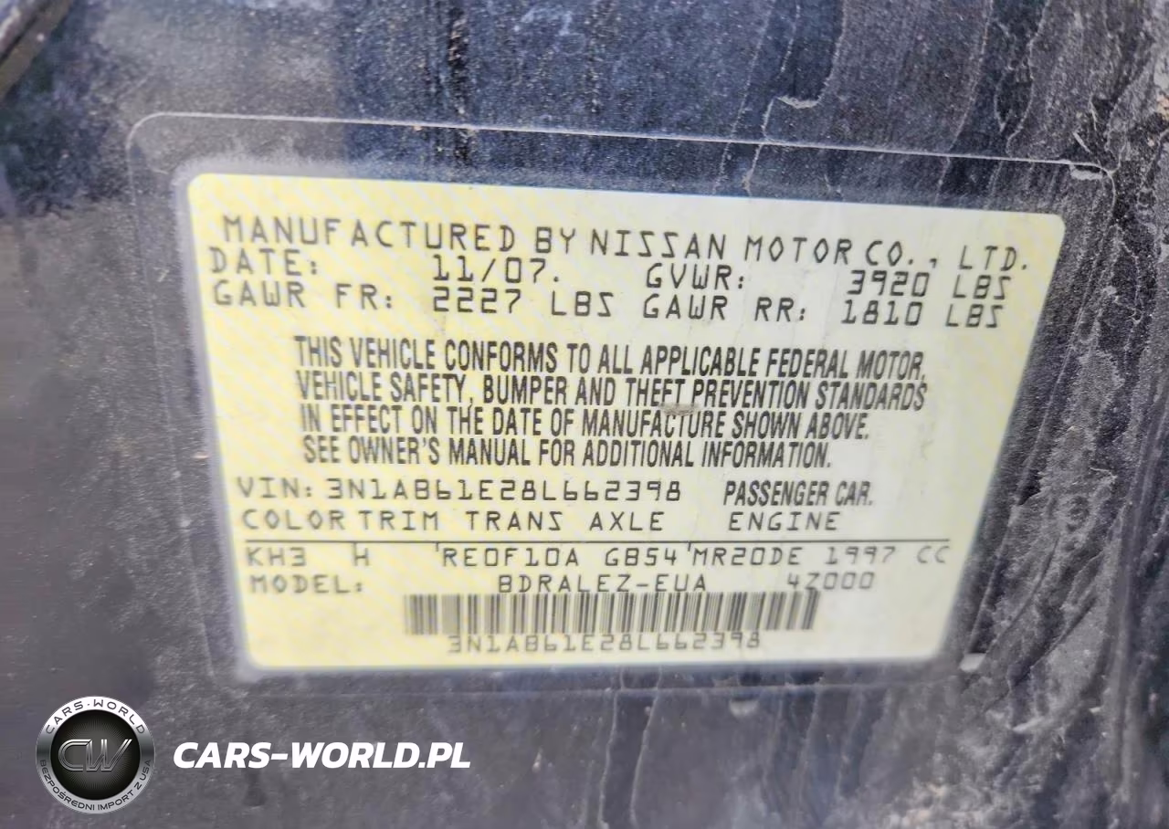 2008 Nissan Sentra 2.0 VIN:3N1AB61E28L662398 - 13