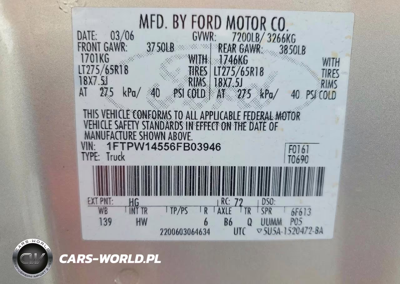 2006 Ford F150 Supercrew VIN:1FTPW14556FB03946 - 12