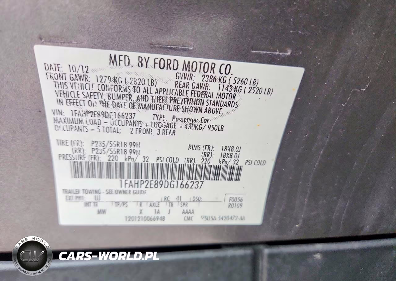2013 Ford Taurus Sel VIN:1FAHP2E89DG166237 - 12