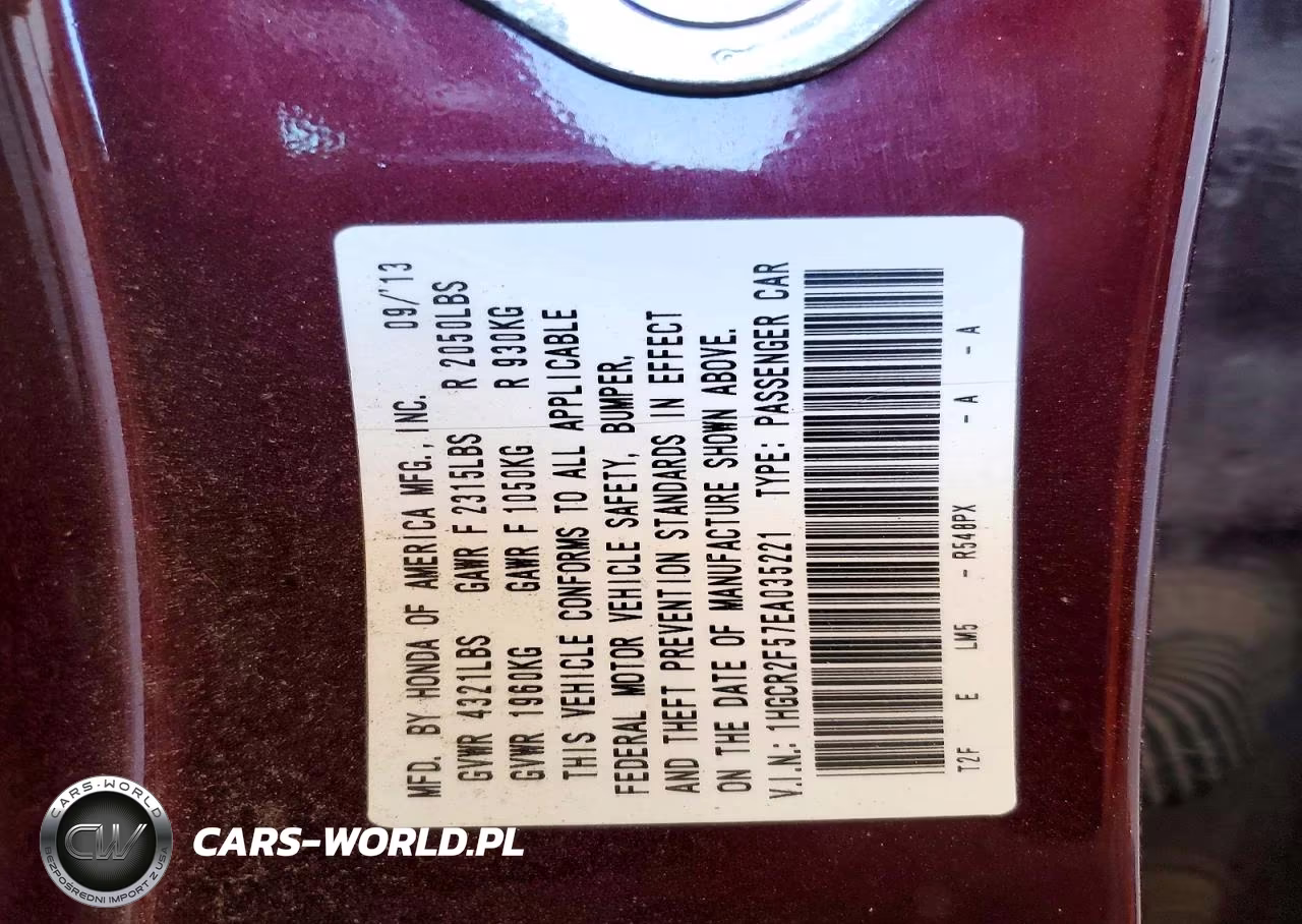 2014 Honda Accord Sport VIN:1HGCR2F57EA035221 - 12