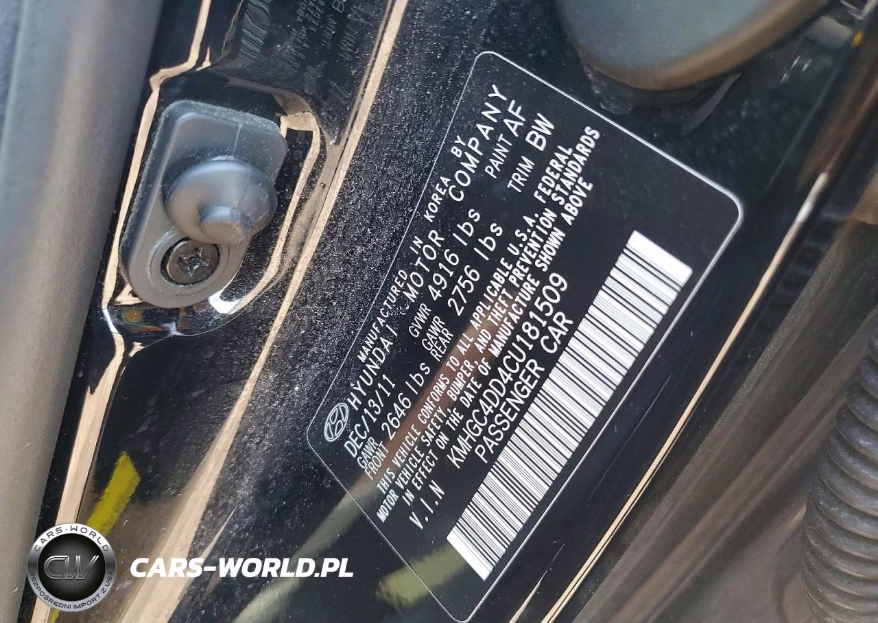 2012 Hyundai Genesis 3.8L VIN:KMHGC4DD4CU181509 - 12