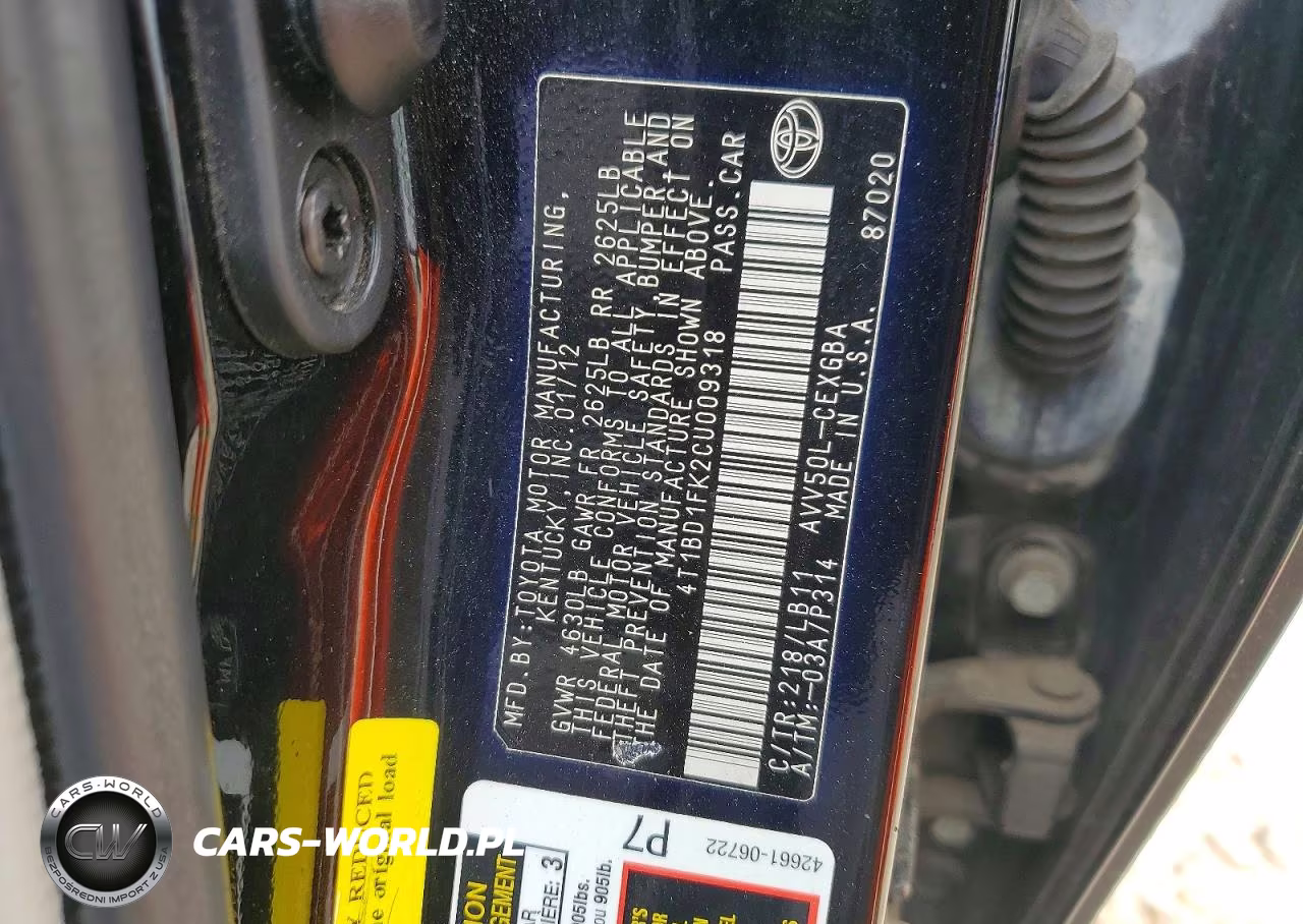 2012 Toyota Camry Hybrid Xle VIN:4T1BD1FK2CU009318 - 13