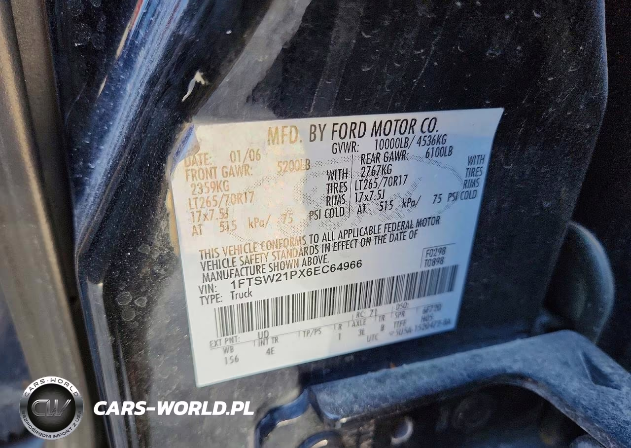 2006 Ford F250 Super Duty VIN:1FTSW21PX6EC64966 - 12