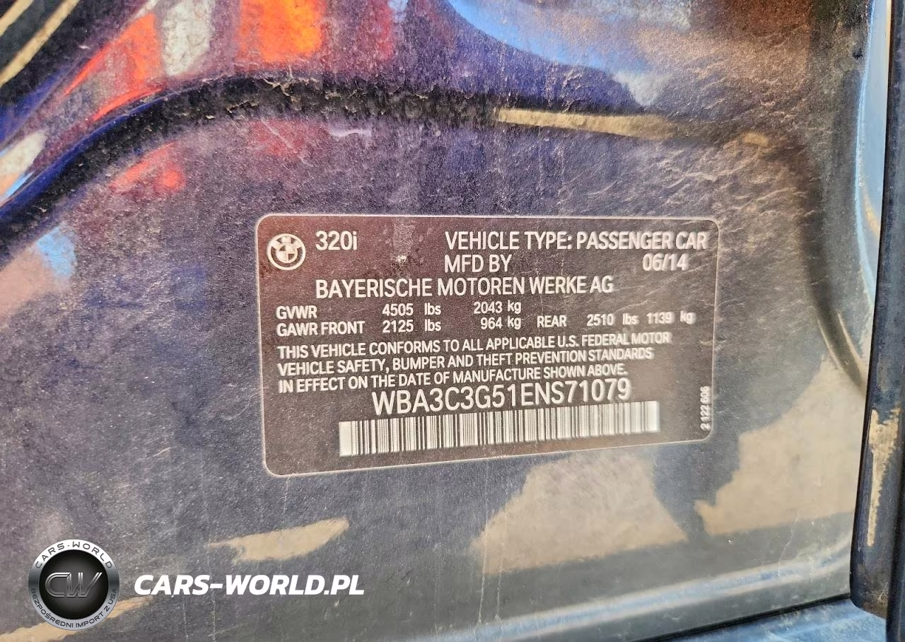 2014 BMW 320 I xDrive VIN:WBA3C3G51ENS71079 - 12