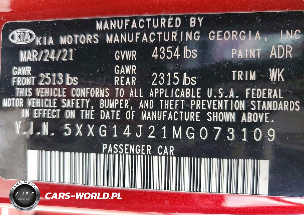 2021 Kia K5 Lxs VIN:5XXG14J21MG073109 - 13