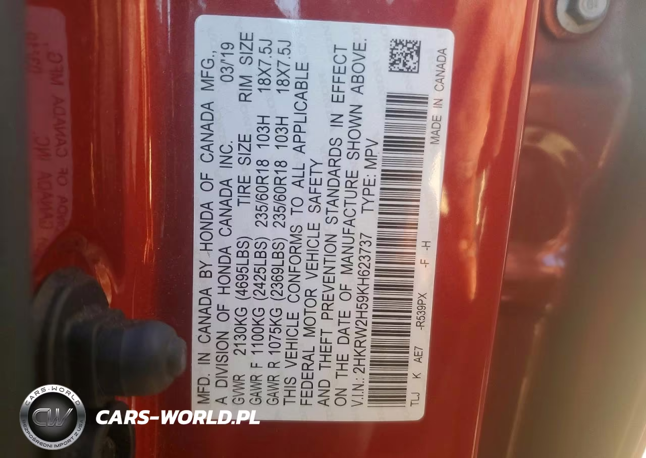 2019 Honda Cr-V Ex VIN:2HKRW2H59KH623737 - 13