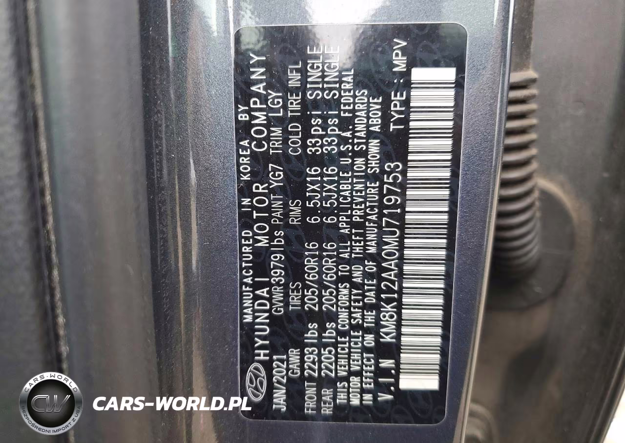 2021 Hyundai Kona Se VIN:KM8K12AA0MU719753 - 12