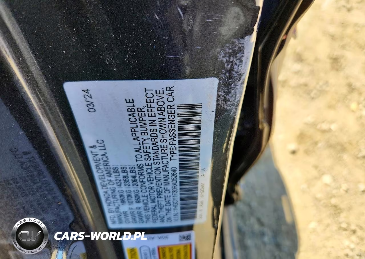 2024 Honda Accord Ex VIN:1HGCY1F30RA052640 - 12