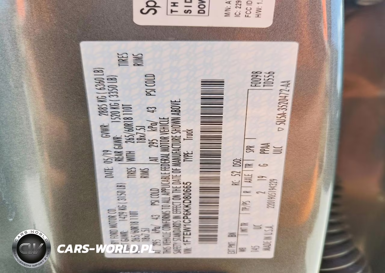 2019 Ford F150 Supercrew VIN:1FTEW1CP6KKD80665 - 13