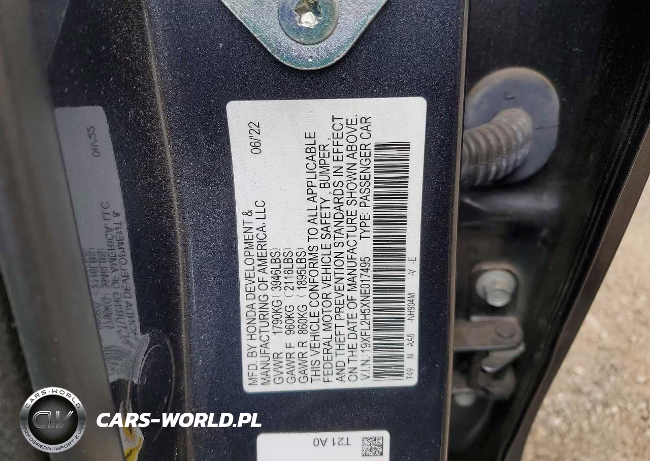 2022 Honda Civic Lx VIN:19XFL2H5XNE017495 - 12