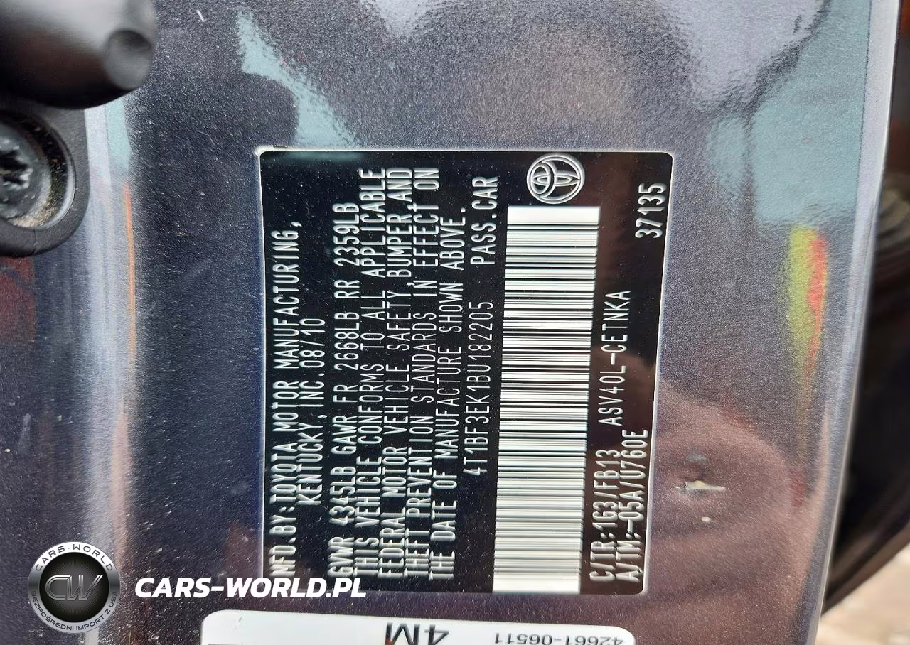 2011 Toyota Camry Le VIN:4T1BF3EK1BU182205 - 12