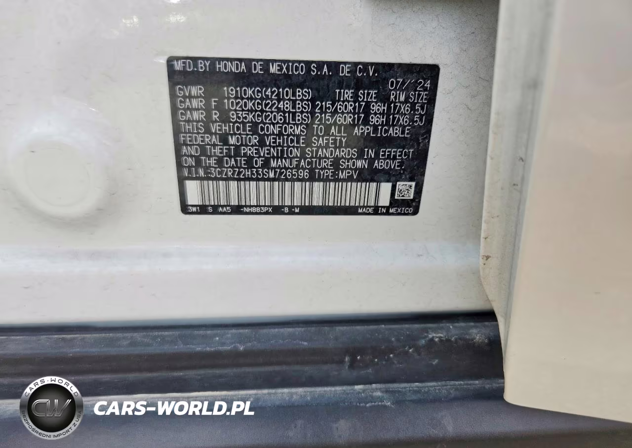2025 Honda Hr-V Lx VIN:3CZRZ2H33SM726596 - 13