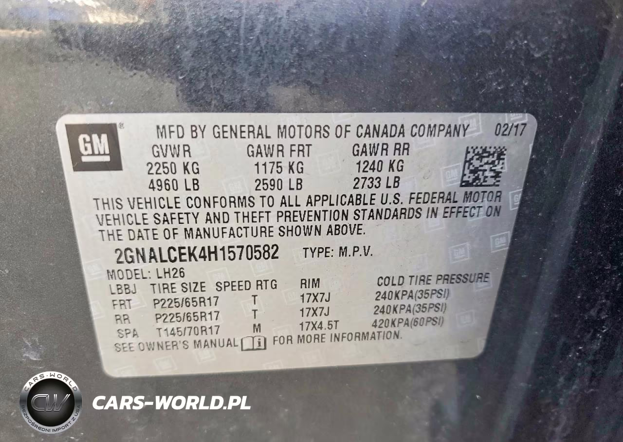 2017 Chevrolet Equinox Lt VIN:2GNALCEK4H1570582 - 14