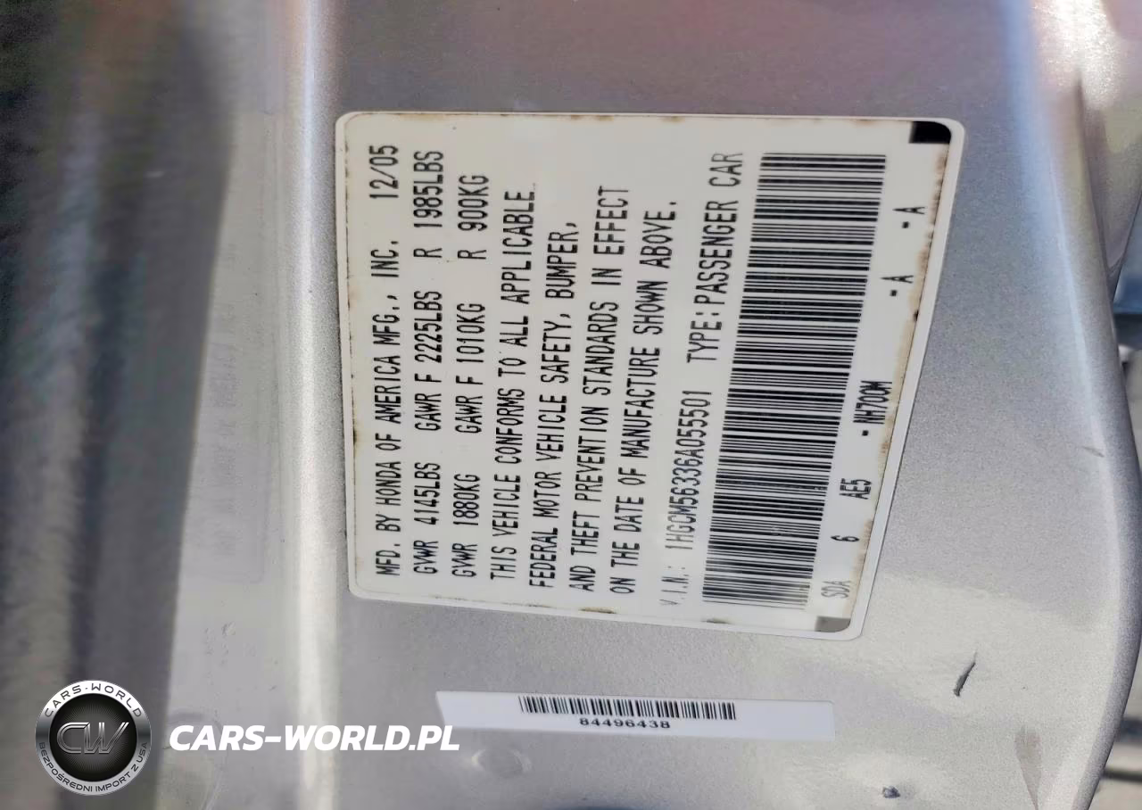 2006 Honda Accord Se VIN:1HGCM56336A055501 - 12