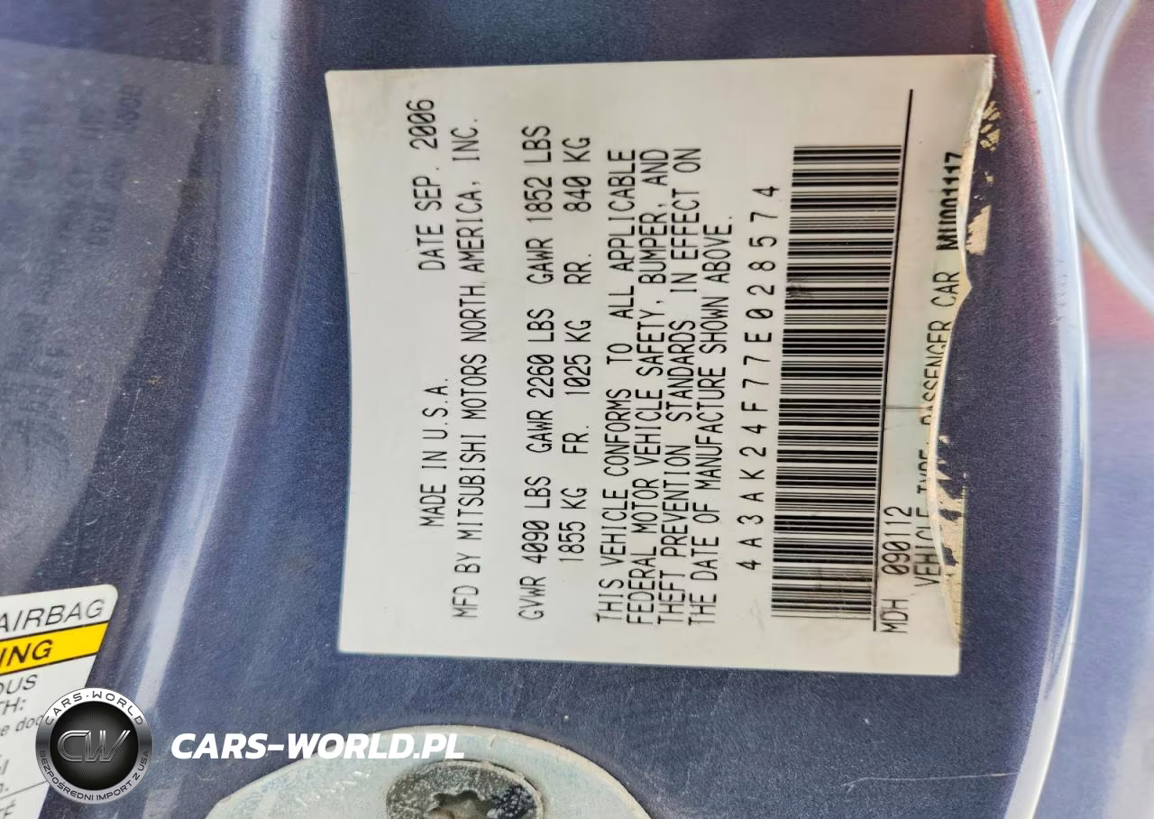 2007 Mitsubishi Eclipse Gs VIN:4A3AK24F77E028574 - 12