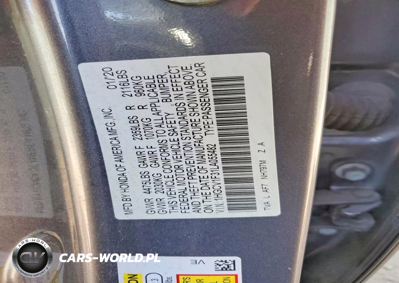2020 Honda Accord Sport VIN:1HGCV1F31LA055482 - 12
