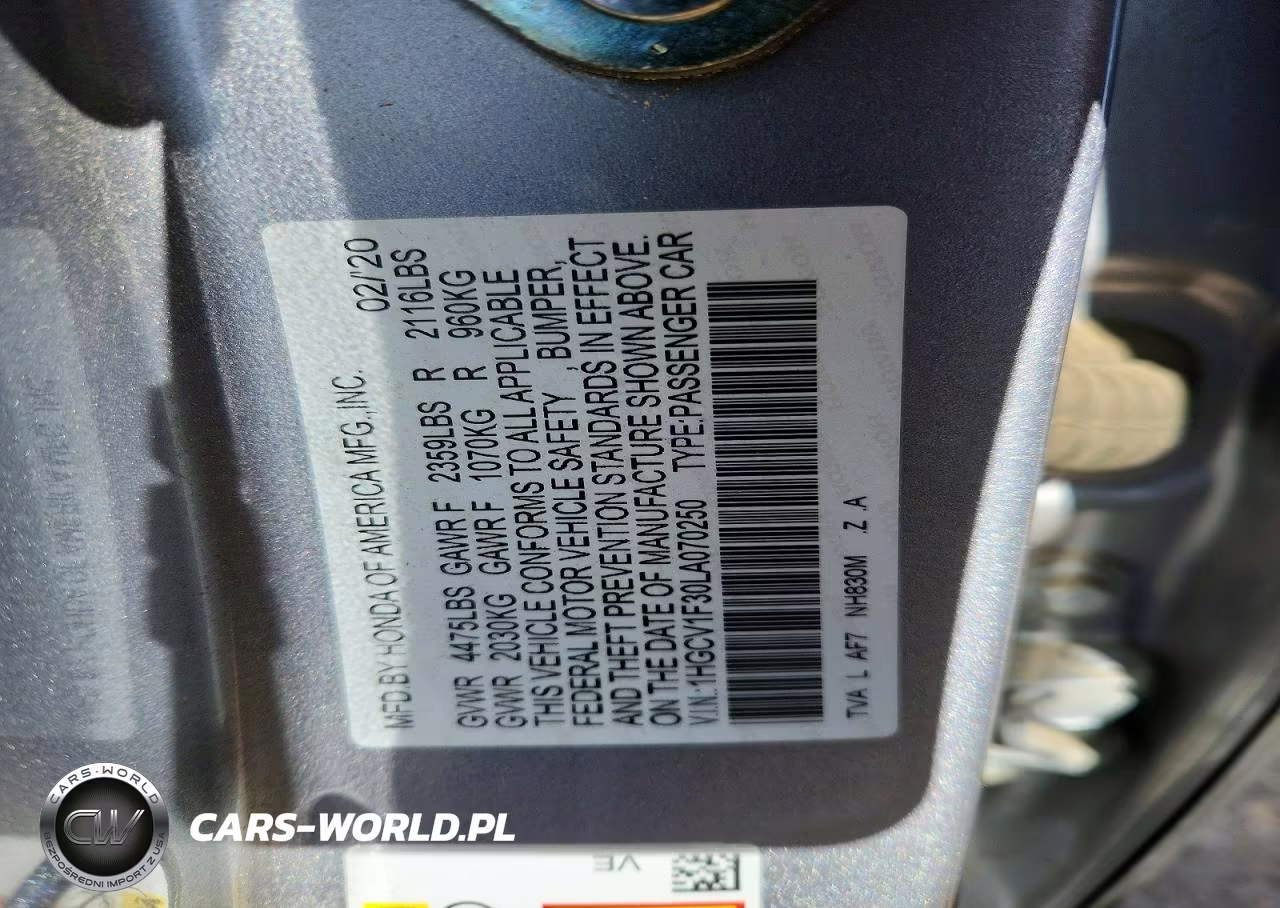2020 Honda Accord Sport VIN:1HGCV1F30LA070250 - 13
