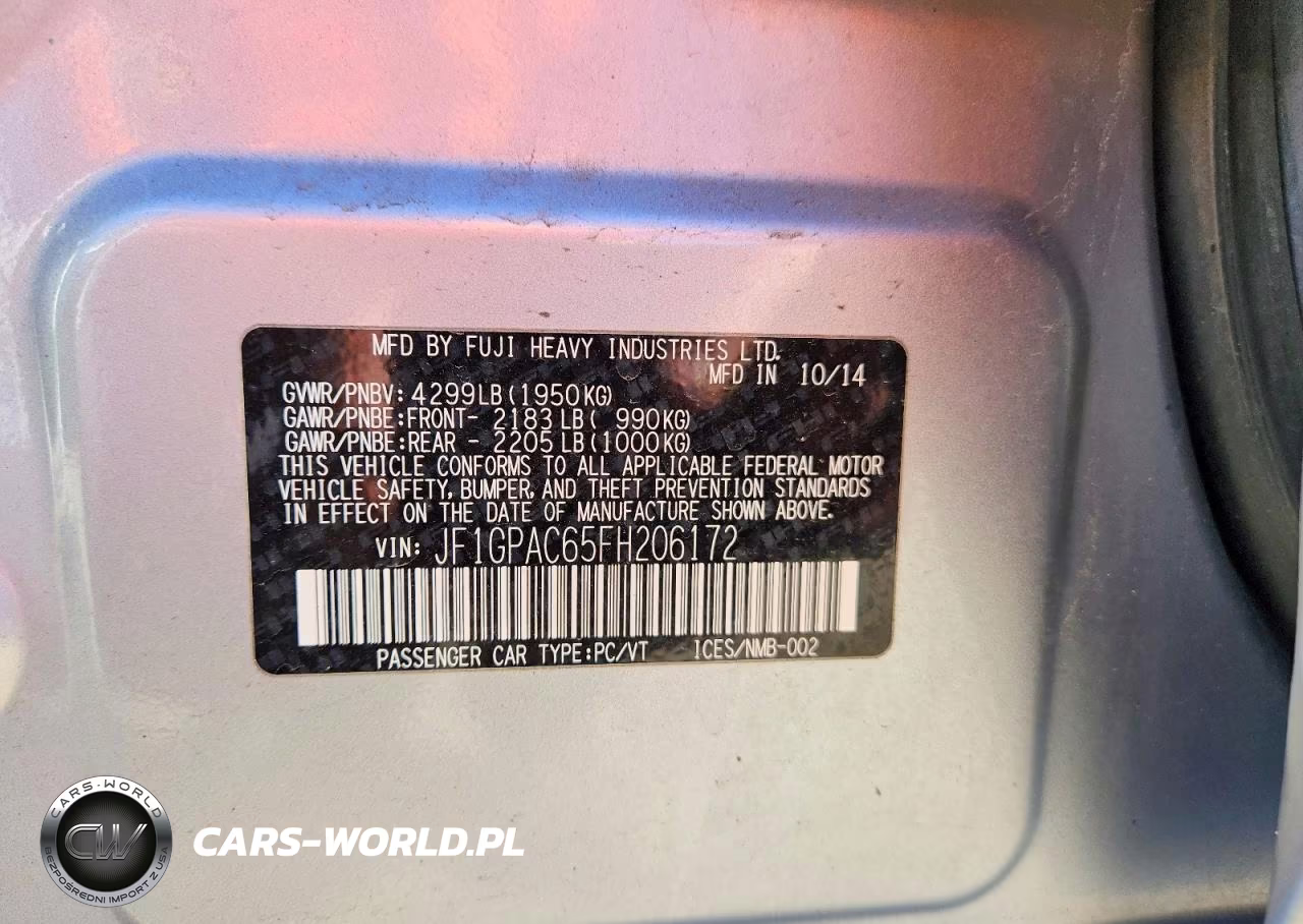 2015 Subaru Impreza Premium VIN:JF1GPAC65FH206172 - 12