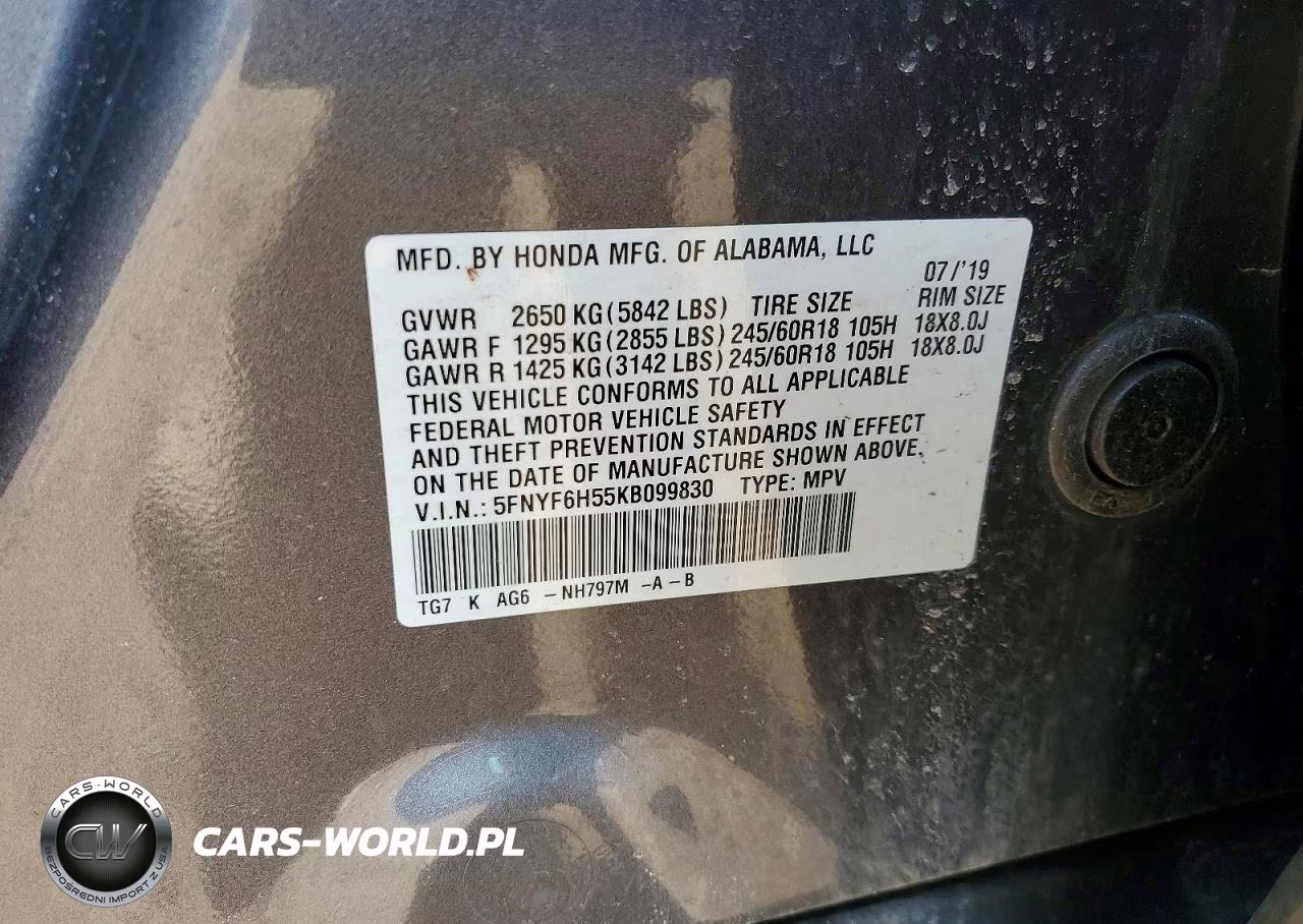 2019 Honda Pilot Exl VIN:5FNYF6H55KB099830 - 13