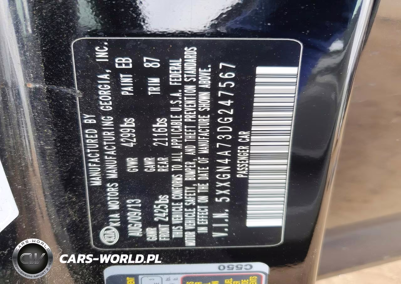 2013 Kia Optima Ex VIN:5XXGN4A73DG247567 - 12