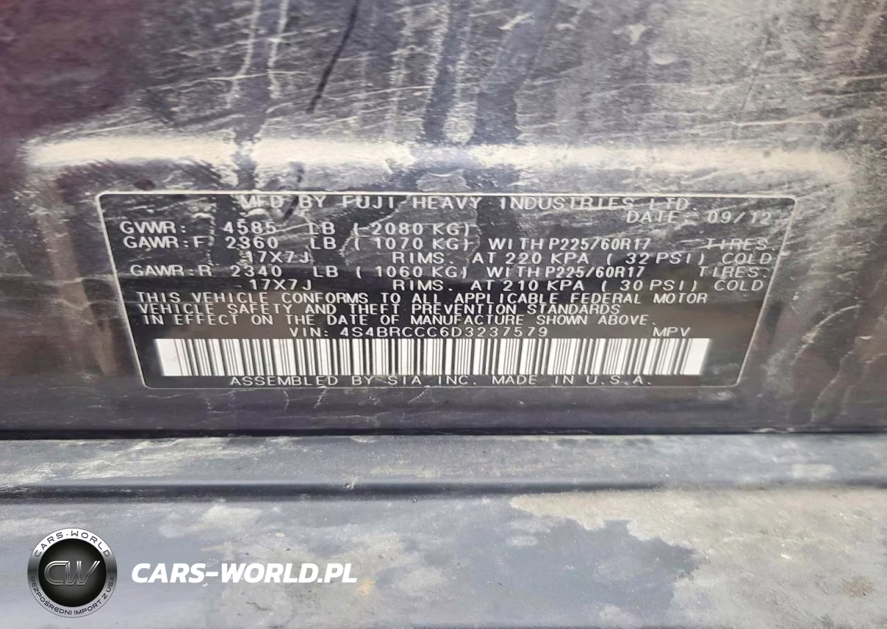 2013 Subaru Outback 2.5I Premium VIN:4S4BRCCC6D3237579 - 13