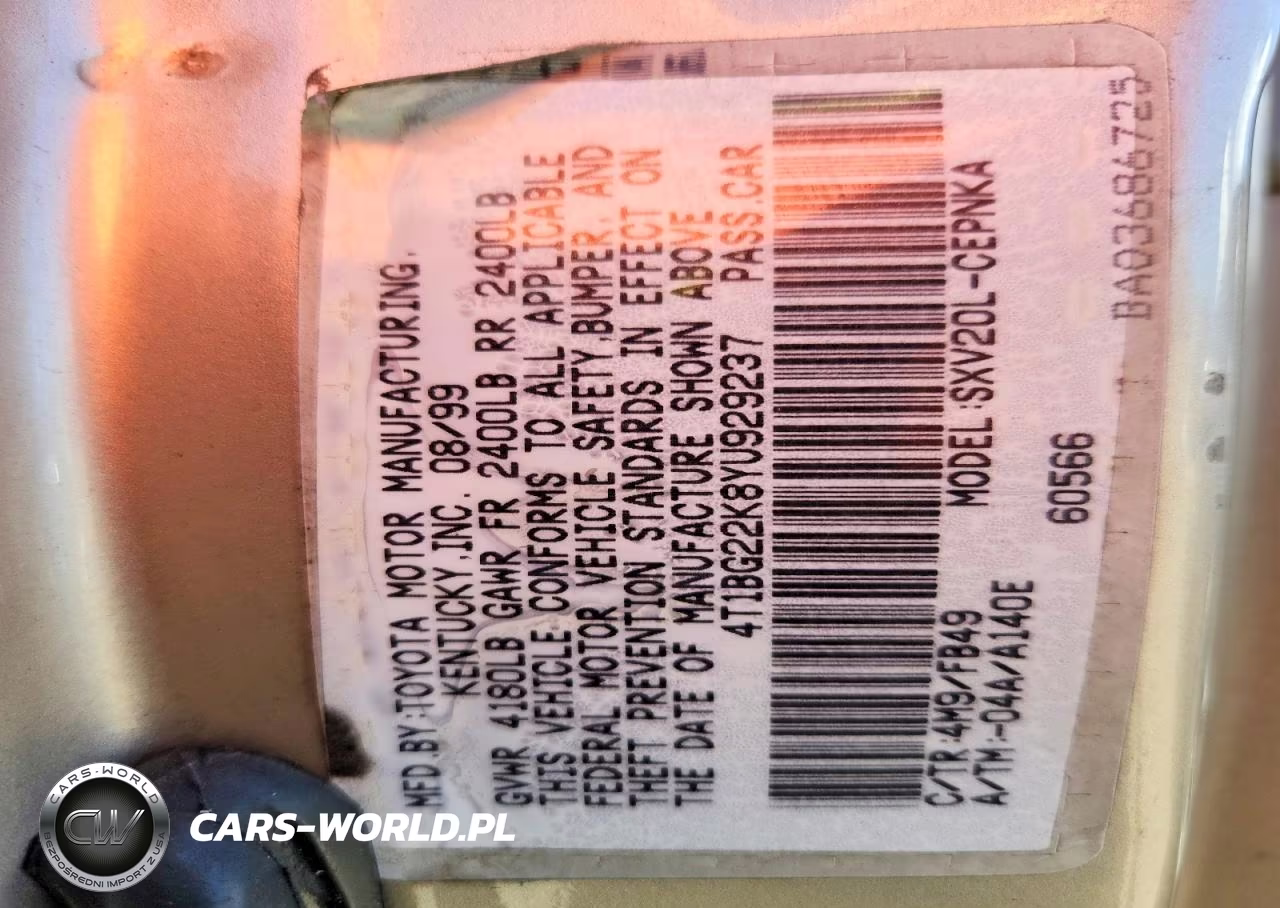 2000 Toyota Camry VIN:4T1BG22K8YU929237 - 13