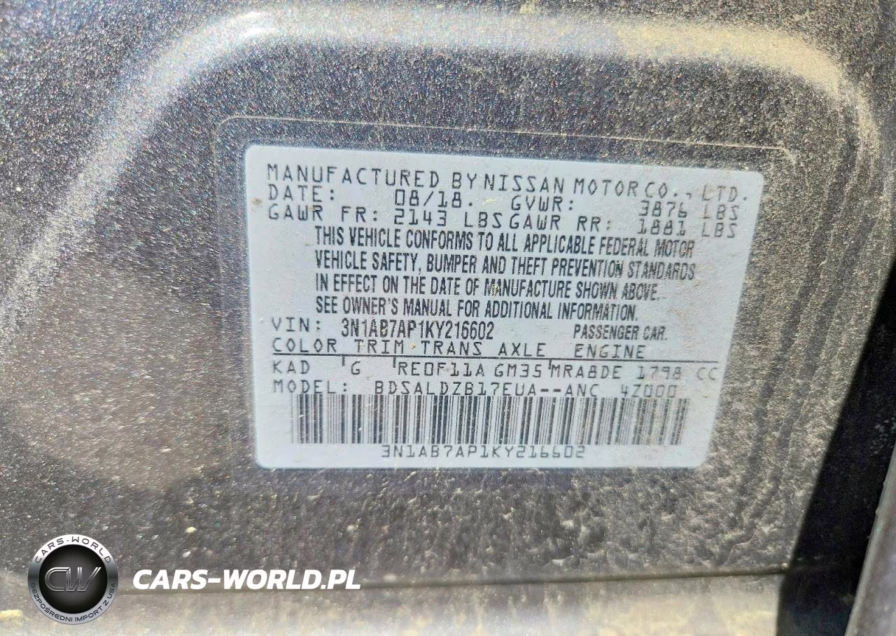 2019 Nissan Sentra Sv VIN:3N1AB7AP1KY216602 - 12