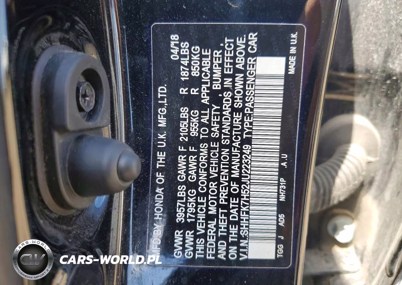 2018 Honda Civic Ex VIN:SHHFK7H52JU223249 - 12