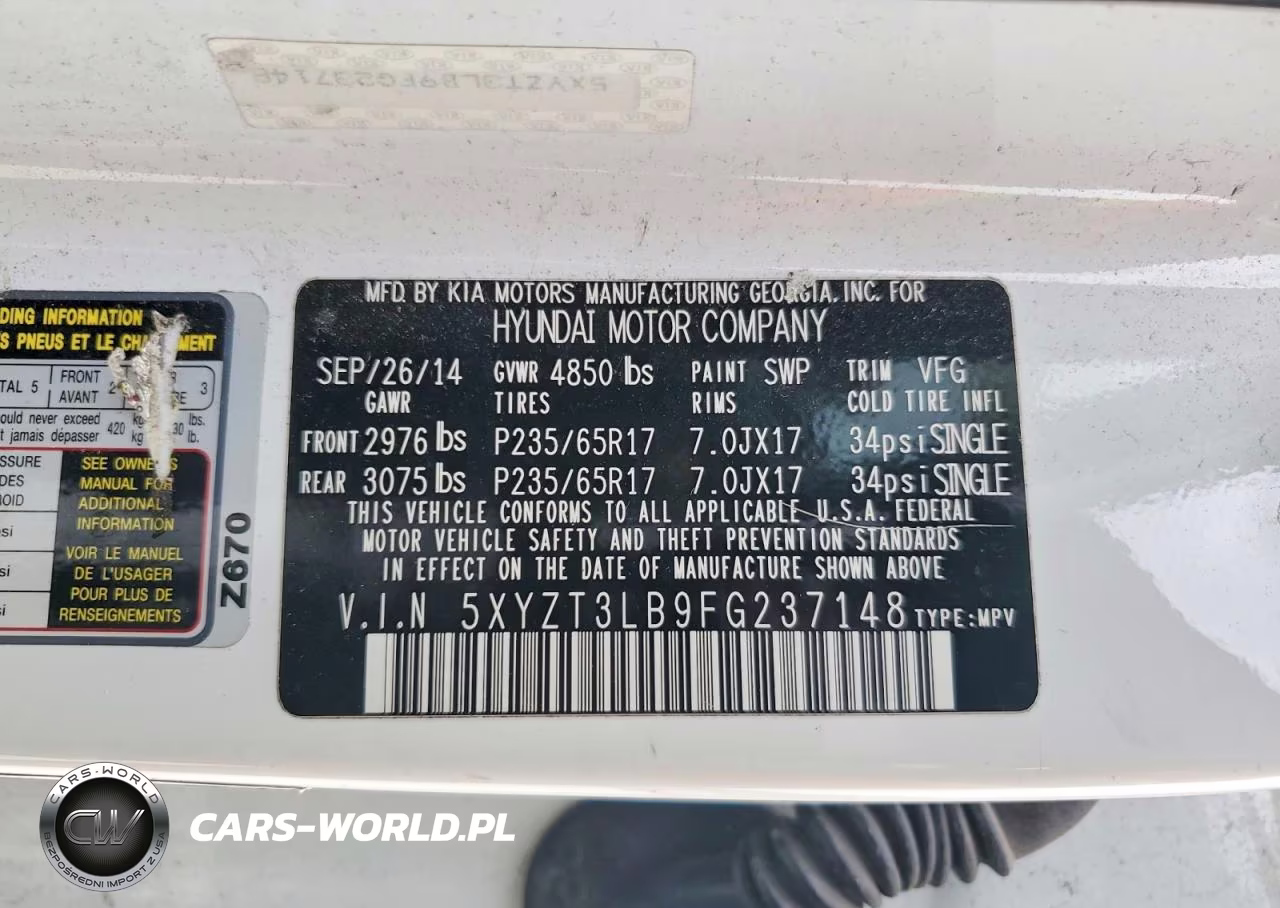 2015 Hyundai Santa Fe Sport 2.4L VIN:5XYZT3LB9FG237148 - 13