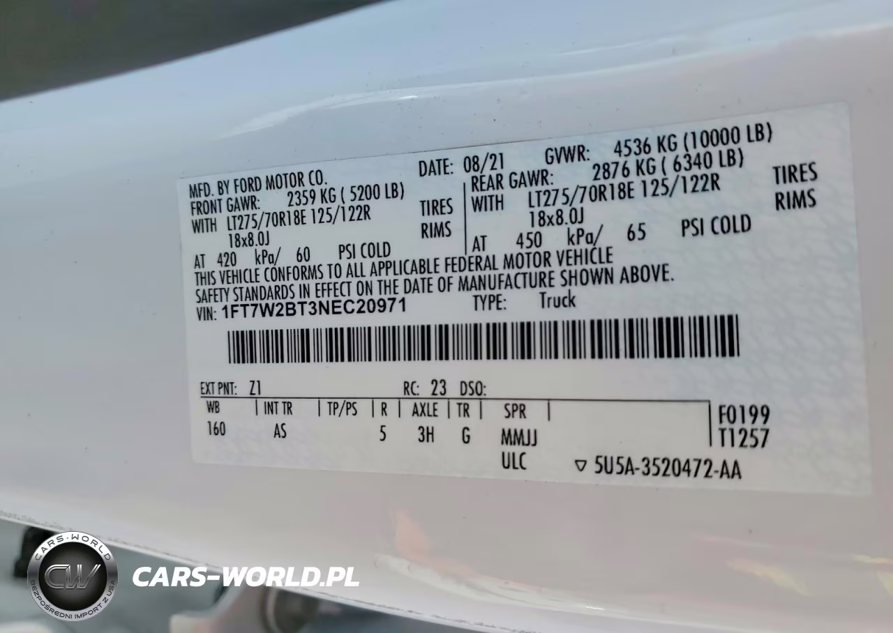 2022 Ford F250 Super Duty VIN:1FT7W2BT3NEC20971 - 12