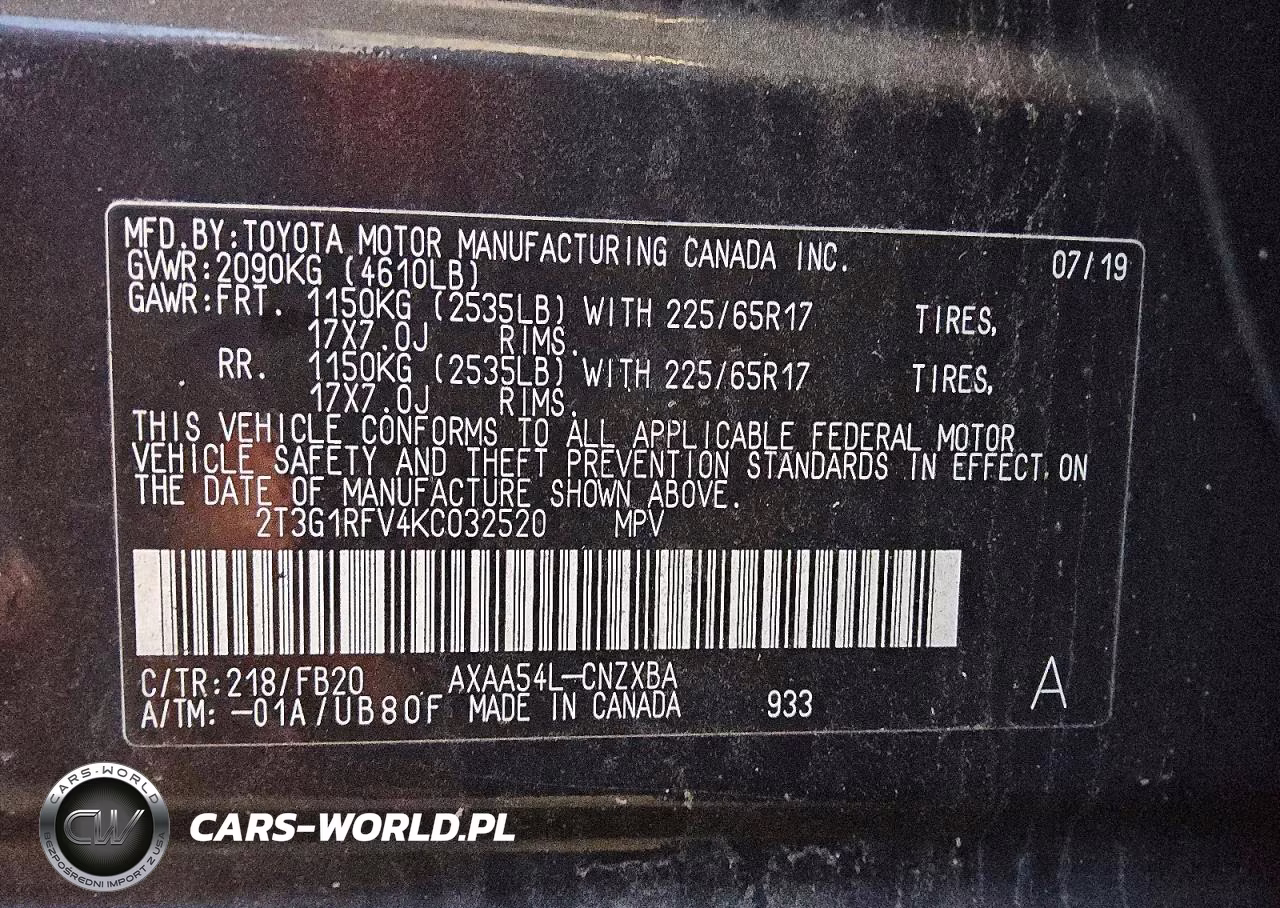 2019 Toyota Rav4 Le VIN:2T3G1RFV4KC032520 - 13
