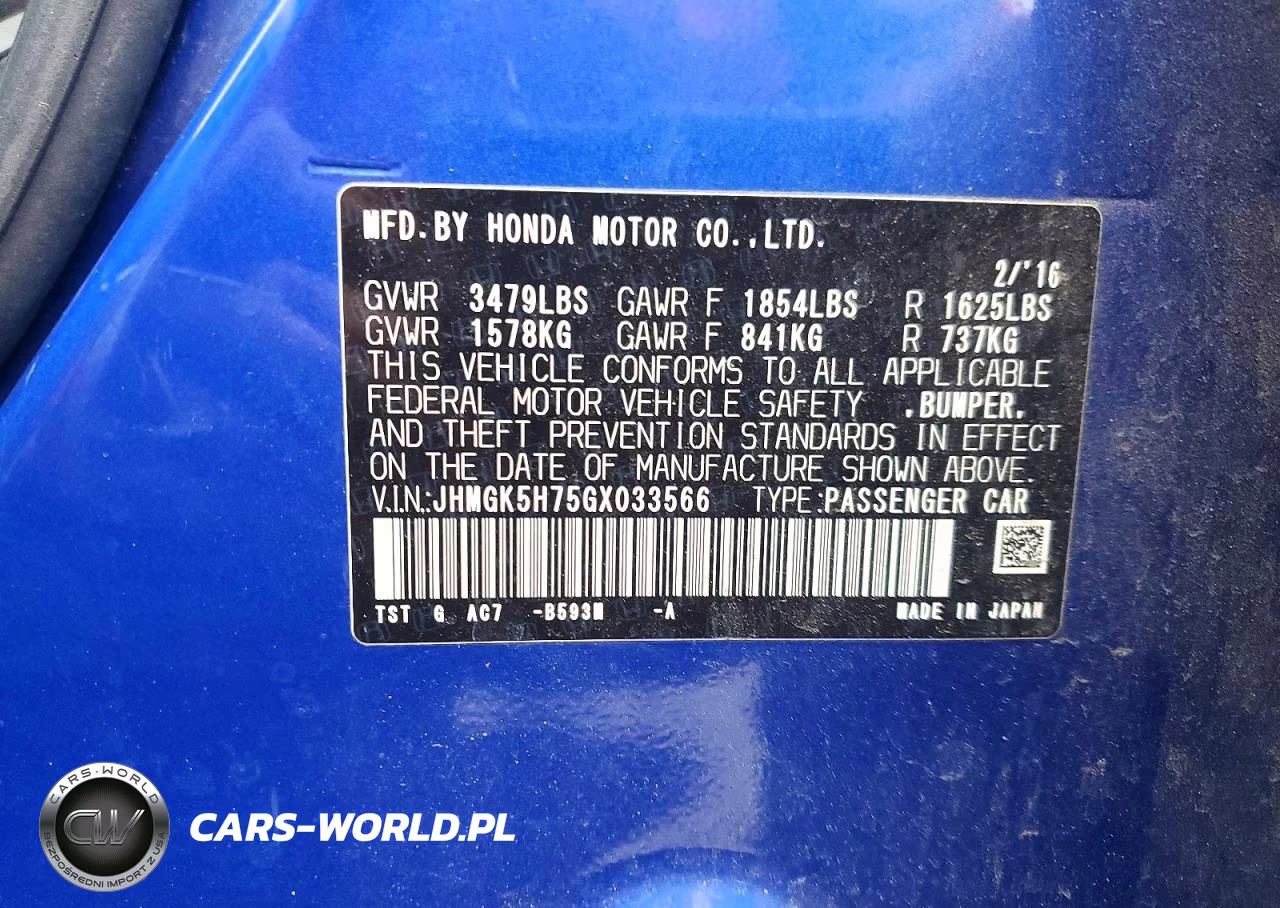 2016 Honda Fit Ex VIN:JHMGK5H75GX033566 - 12