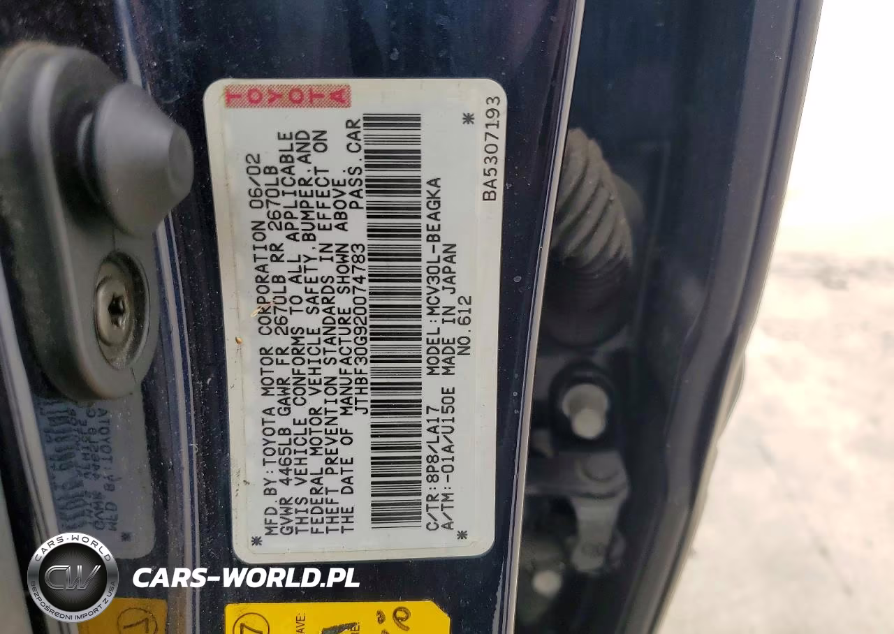 2002 Lexus Es 300 VIN:JTHBF30G920074783 - 12