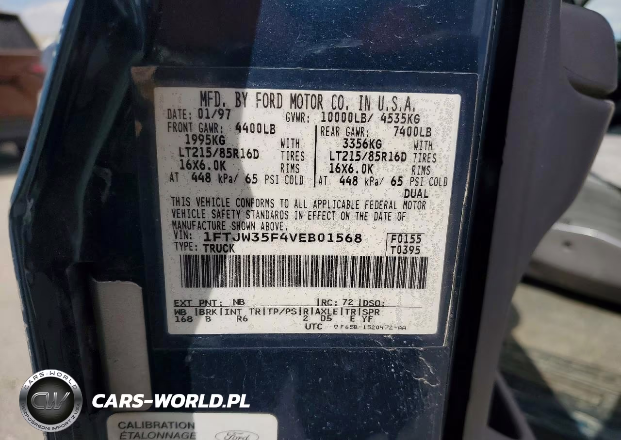 1997 Ford F350 VIN:1FTJW35F4VEB01568 - 12