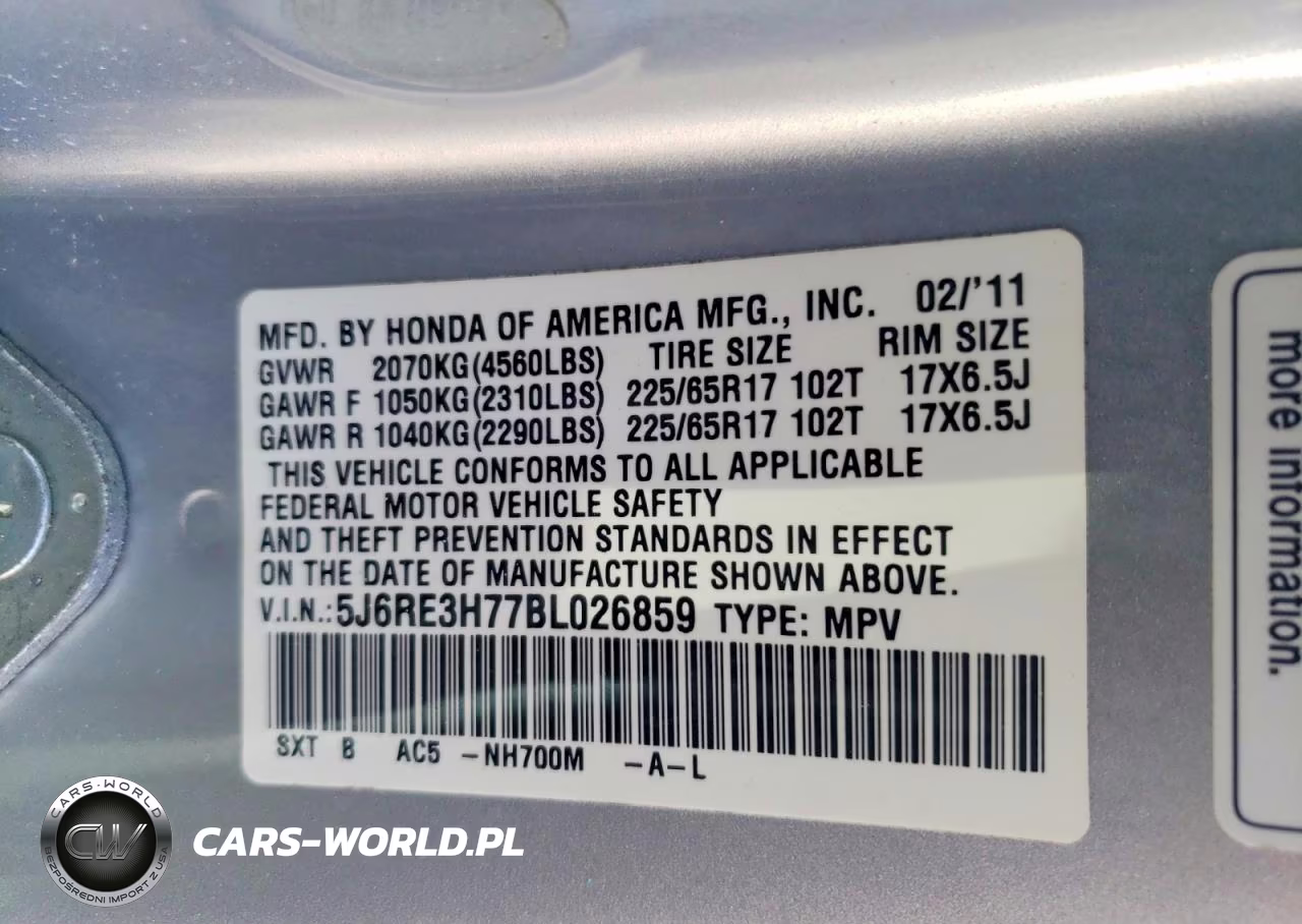 2011 Honda Cr-V Exl VIN:5J6RE3H77BL026859 - 13