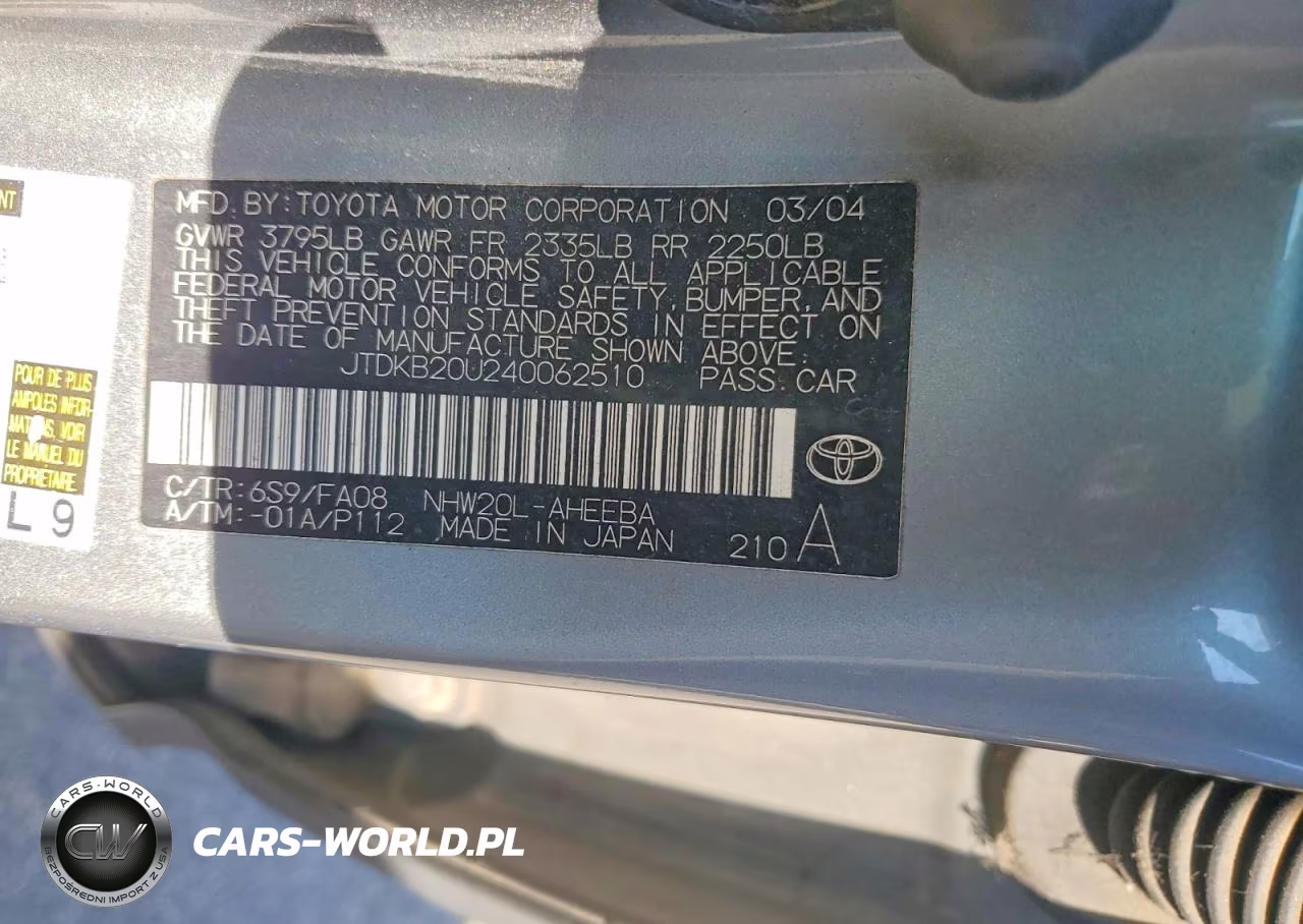 2004 Toyota Prius Base VIN:JTDKB20U240062510 - 12