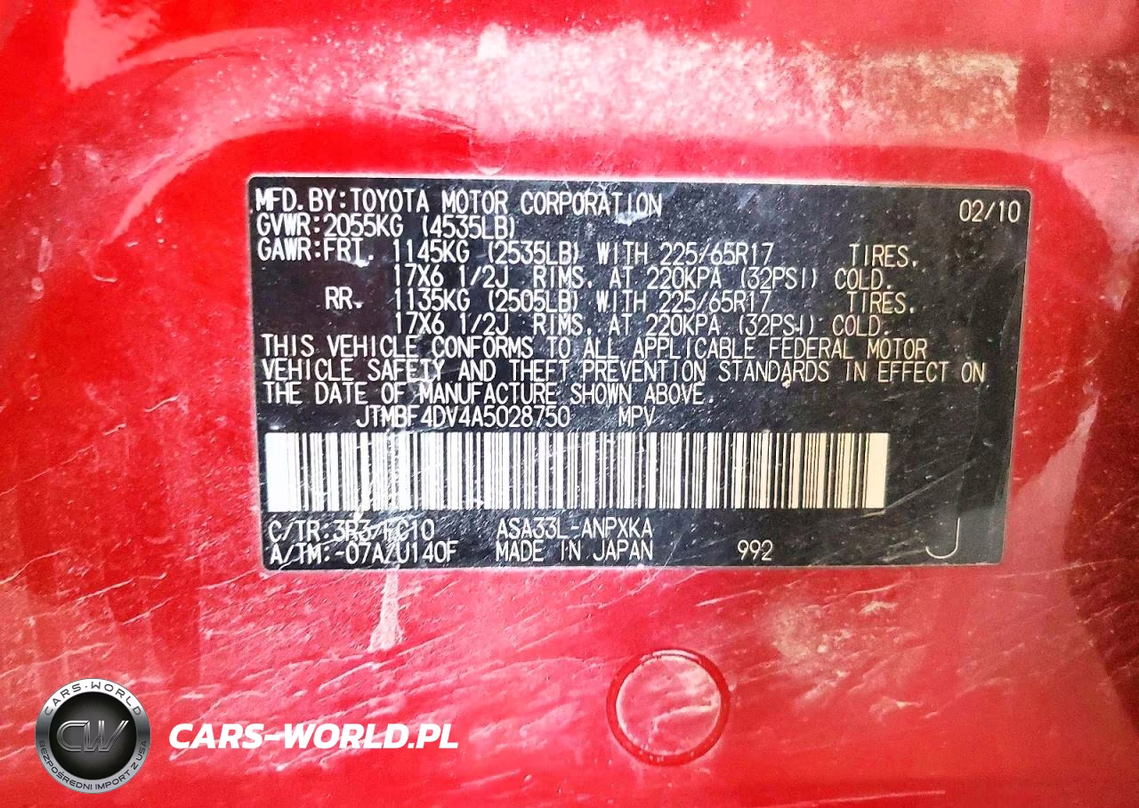 2010 Toyota Rav4 Base VIN:JTMBF4DV4A5028750 - 13