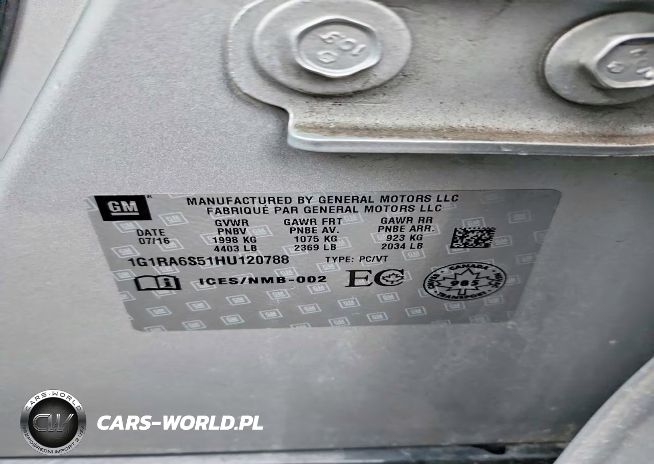 2017 Chevrolet Volt Lt VIN:1G1RA6S51HU120788 - 12