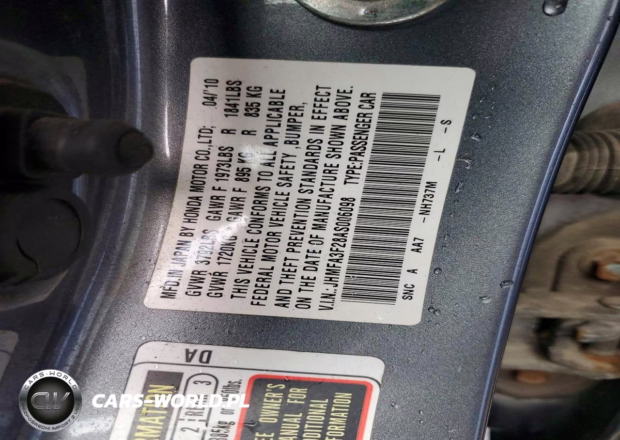 2010 Honda Civic Hybrid VIN:JHMFA3F28AS006098 - 12