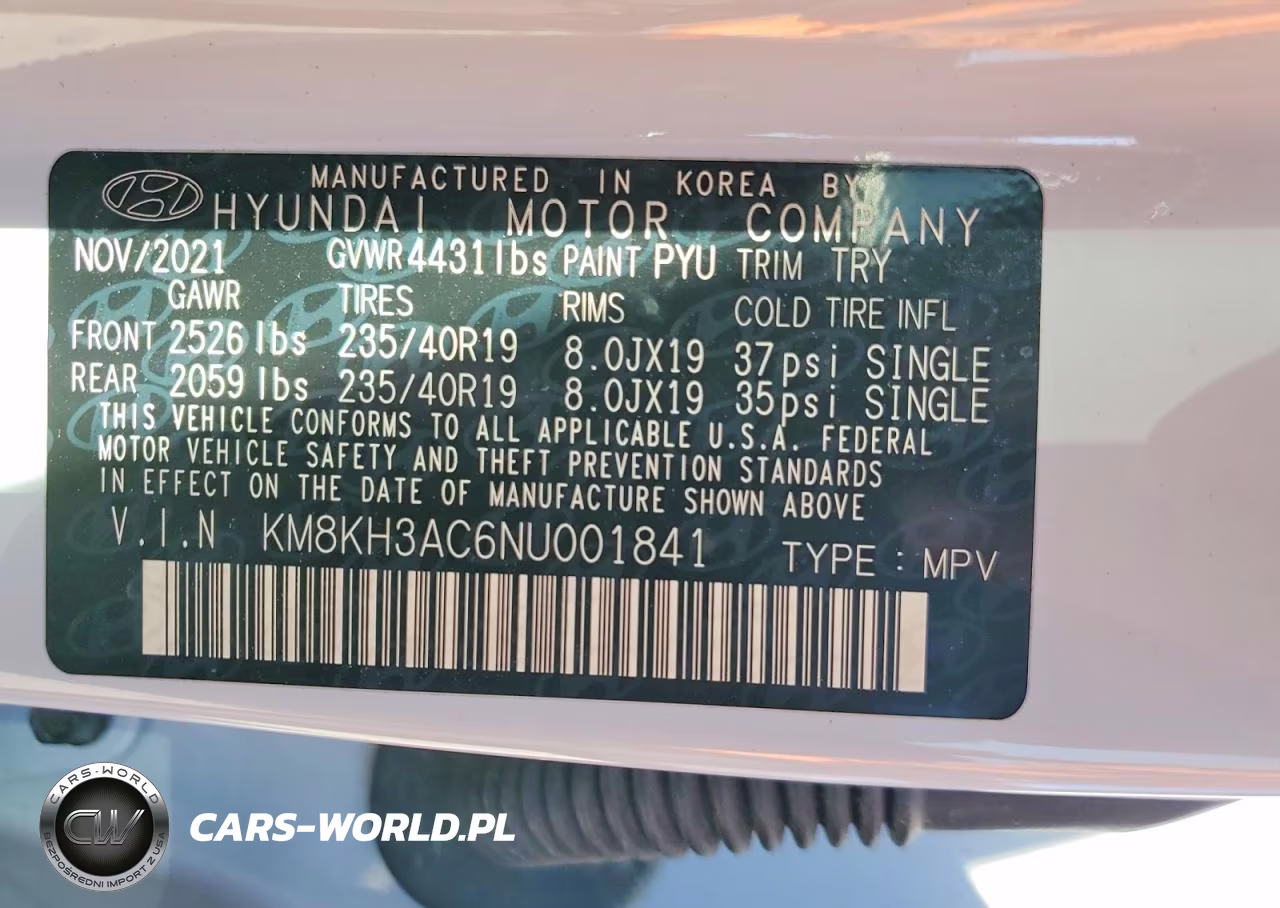 2022 Hyundai Kona N Base VIN:KM8KH3AC6NU001841 - 13